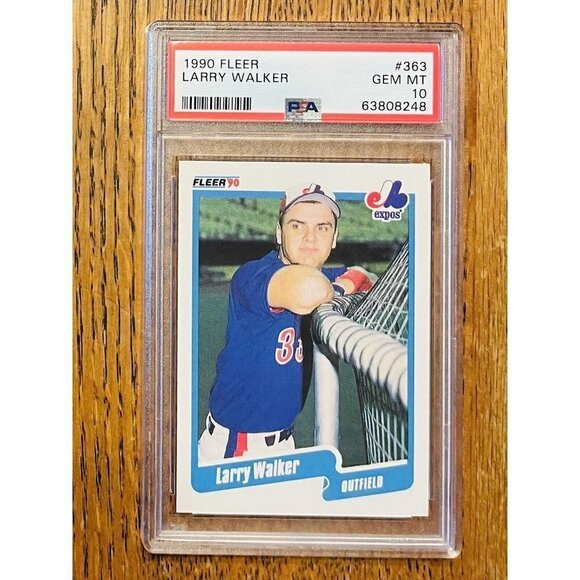 1990 Fleer #363 Larry Walker Montreal Expos RC Rookie HOF PSA 10 Gem Mint - Picture 1 of 2